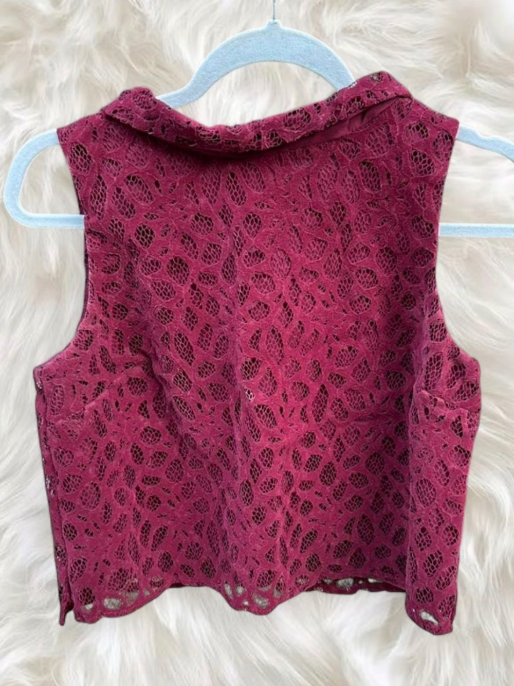 Sleeveless Lace Crop Top - Wine